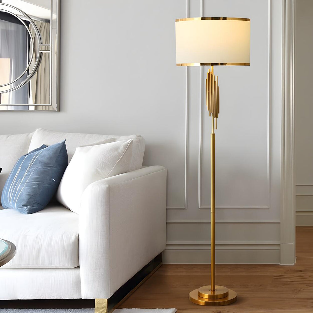 Luxurious Drum Shade Gold Metal LED Floor Lamp