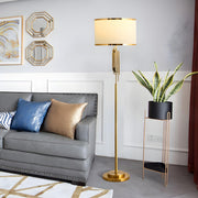 Luxurious Drum Shade Gold Metal LED Floor Lamp