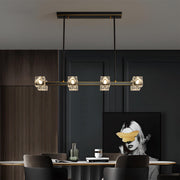 Luxurious Gold Crystal Square Island Pendant Light