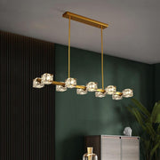 Luxurious Gold Crystal Square Island Pendant Light