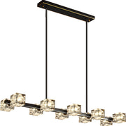 Luxurious Gold Crystal Square Island Pendant Light