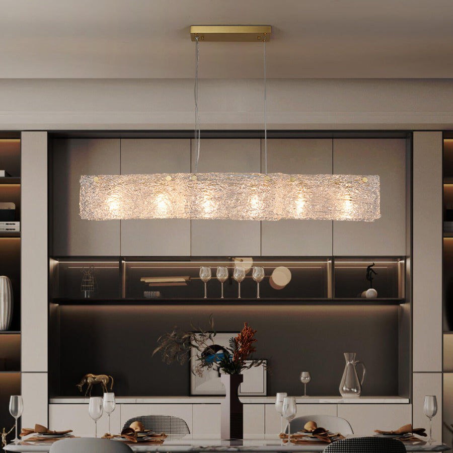 Luxurious Rectangular Glass Island Pendant Light