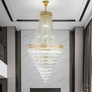 Luxurious Tiered Crystal Cascading Rock Glass Chandelier