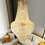 Luxurious Tiered Crystal Cascading Rock Glass Chandelier