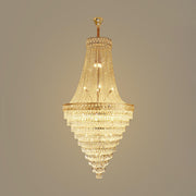 Luxurious Tiered Crystal Cascading Rock Glass Chandelier