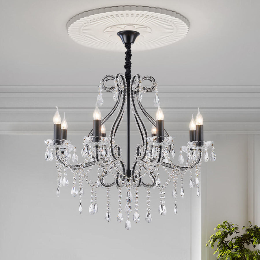 Luxury 8 Candle Crystal Chandelier Adjustable Height