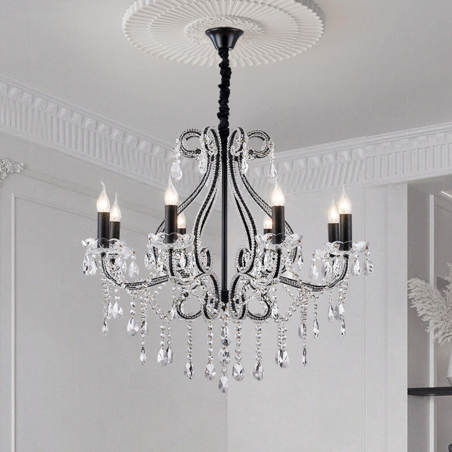 Luxury 8 Candle Crystal Chandelier Adjustable Height