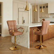 Luxury Adjustable Swivel Faux Leather Bar Stool With Arms