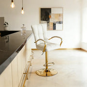 Luxury Adjustable Swivel Faux Leather Bar Stool With Arms
