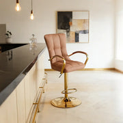 Luxury Adjustable Swivel Faux Leather Bar Stool With Arms