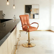 Luxury Adjustable Swivel Faux Leather Bar Stool With Arms
