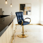Luxury Adjustable Swivel Faux Leather Bar Stool With Arms