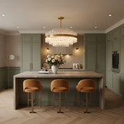 Luxury Brass Tierd Circular Round Clear Crystal Chandelier