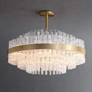 Luxury Brass Tierd Circular Round Clear Crystal Chandelier