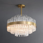 Luxury Brass Tierd Circular Round Clear Crystal Chandelier
