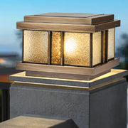 Luxury Bronze Solar Square Metal Outdoor Pillar Light