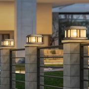 Luxury Bronze Solar Square Metal Outdoor Pillar Light