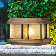 Luxury Bronze Solar Square Metal Outdoor Pillar Light