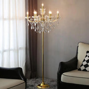 Luxury Candle Gold Crystal Chandelier Floor Lamp