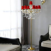 Luxury Candle Gold Crystal Chandelier Floor Lamp