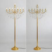 Luxury Candle Gold Crystal Chandelier Floor Lamp