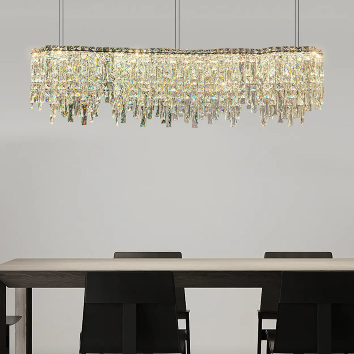 Luxury Crystal Cascading Prisms Island Chandelier Light