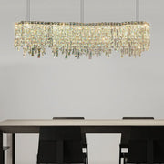 Luxury Crystal Cascading Prisms Island Chandelier Light