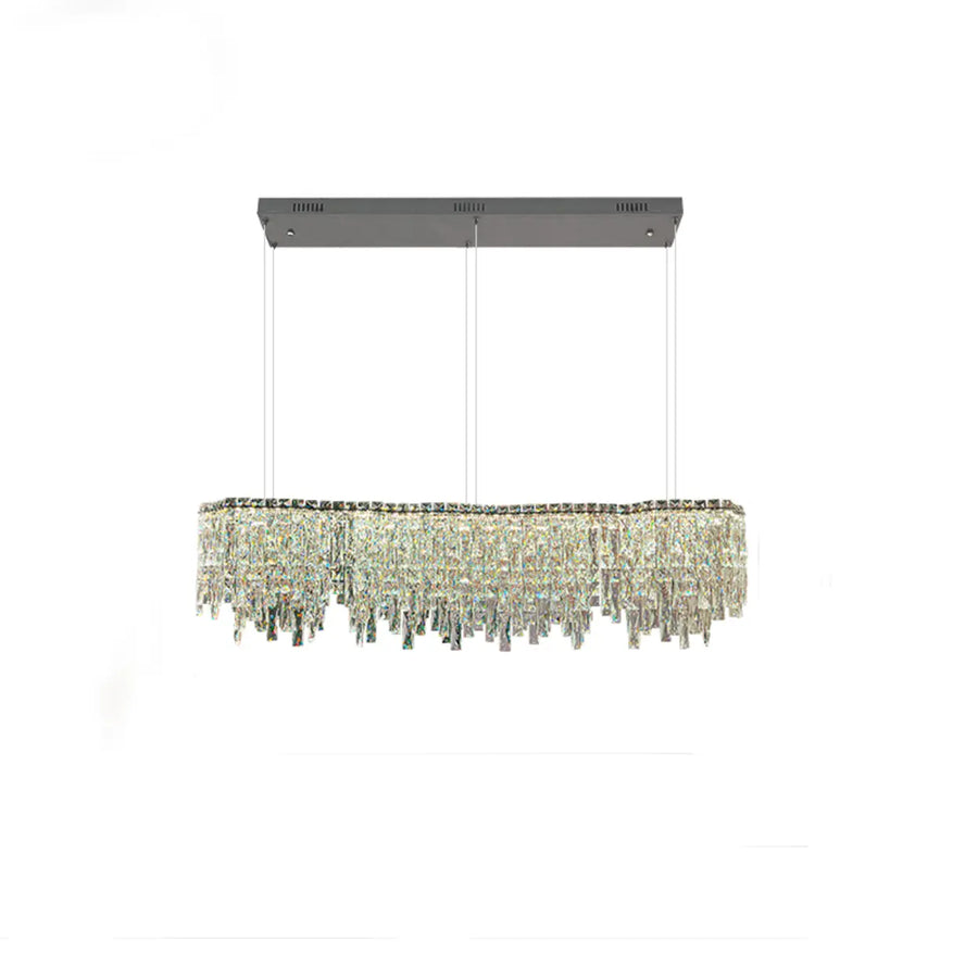 Luxury Crystal Cascading Prisms Island Chandelier Light