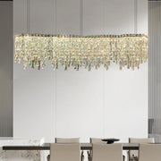 Luxury Crystal Cascading Prisms Island Chandelier Light