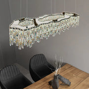 Luxury Crystal Cascading Prisms Island Chandelier Light