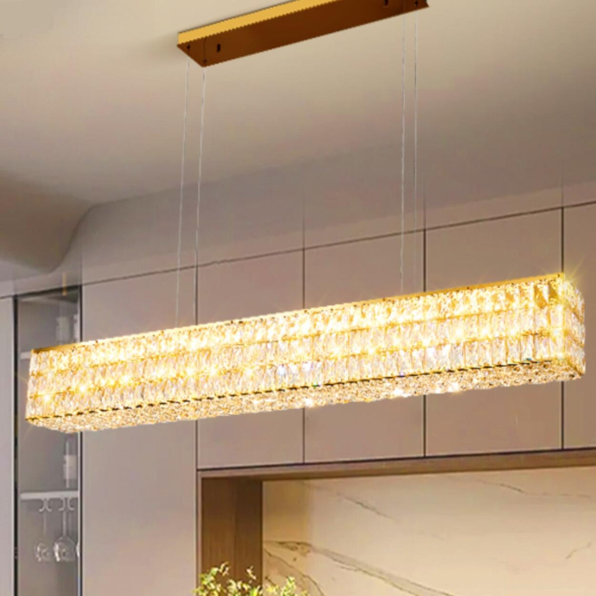 Luxury Crystal Rectangular Dining Island Pendant Light