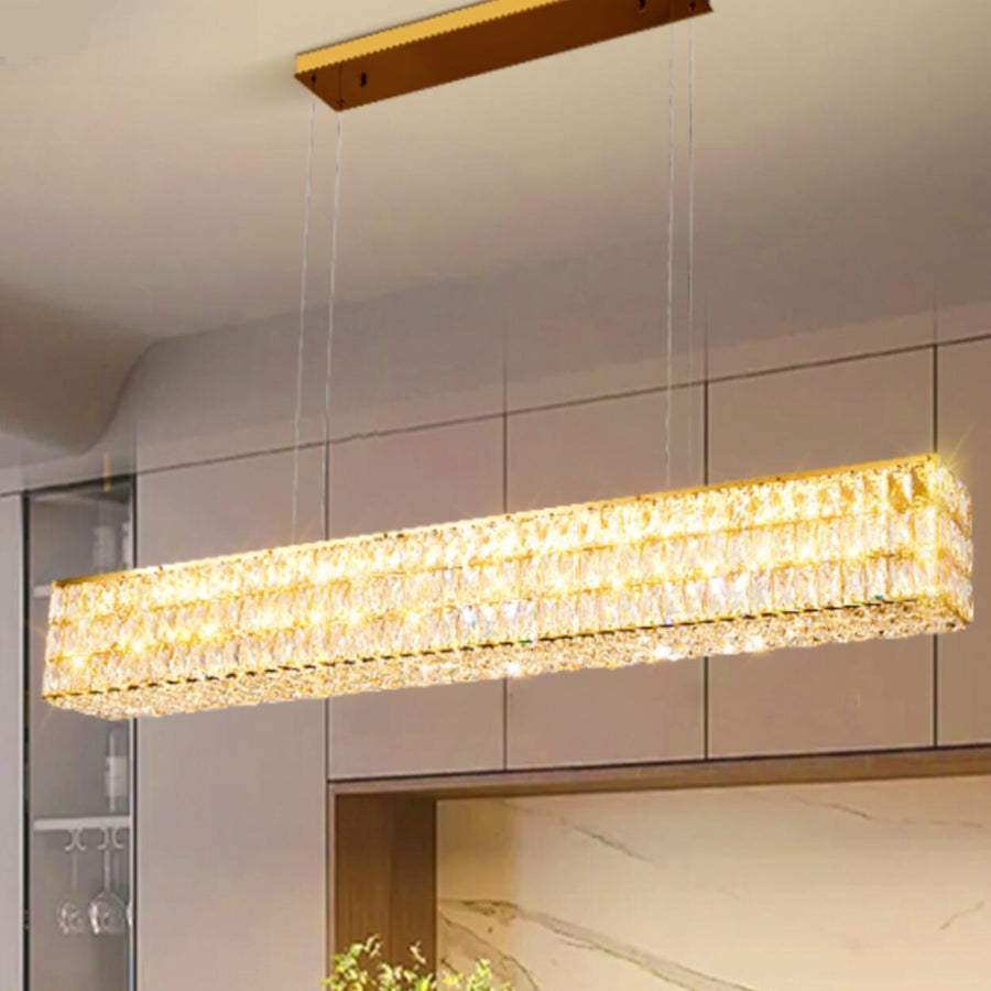 Luxury Crystal Rectangular Dining Island Pendant Light
