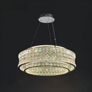 Luxury Crystal Ring Hanging Chandelier Adjustable Height