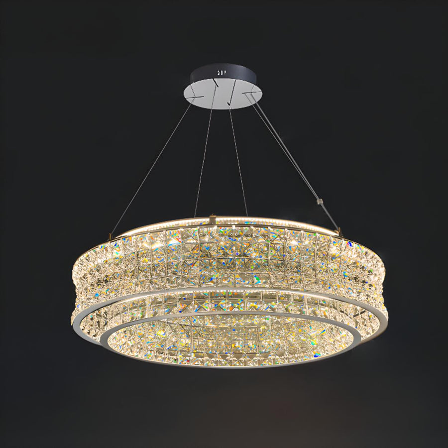 Luxury Crystal Ring Hanging Chandelier Adjustable Height