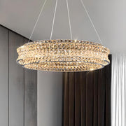 Luxury Crystal Ring Hanging Chandelier Adjustable Height