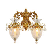 Luxury Crystal Wall Sconce with Gold Finish, Double Light