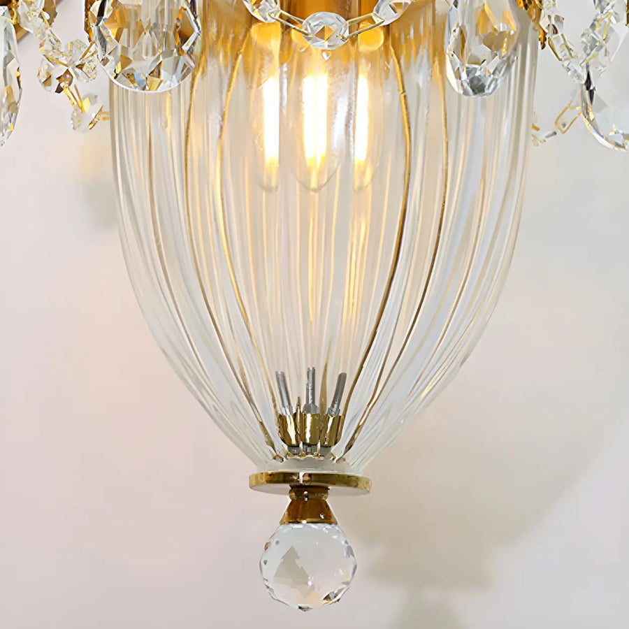Luxury Crystal Wall Sconce with Gold Finish, Double Light