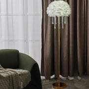 Luxury Feather Crystal Pendant Accents Floor Lamp