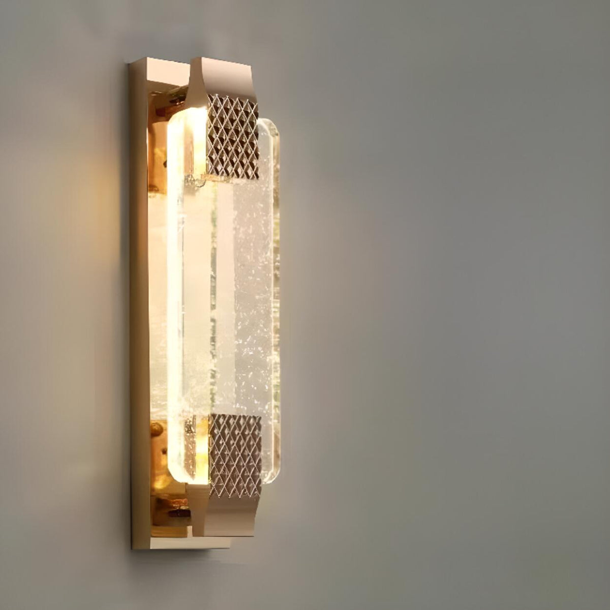 Luxury Geometric Crystal Panel Gold Wall Sconce
