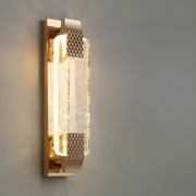 Luxury Geometric Crystal Panel Gold Wall Sconce