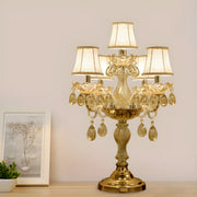 Luxury Gold Crystal Candelabra Multi-Light Table Lamp