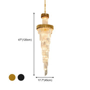Luxury Gold Spiral Tiered Crystal Prism Chandelier