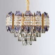 Luxury Gold Tiers Crystal Conical Prism Hanging Chandelier