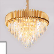 Luxury Golden Clear Crystal Tiered Chandelier Bedroom