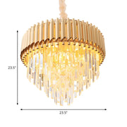Luxury Golden Clear Crystal Tiered Chandelier Bedroom
