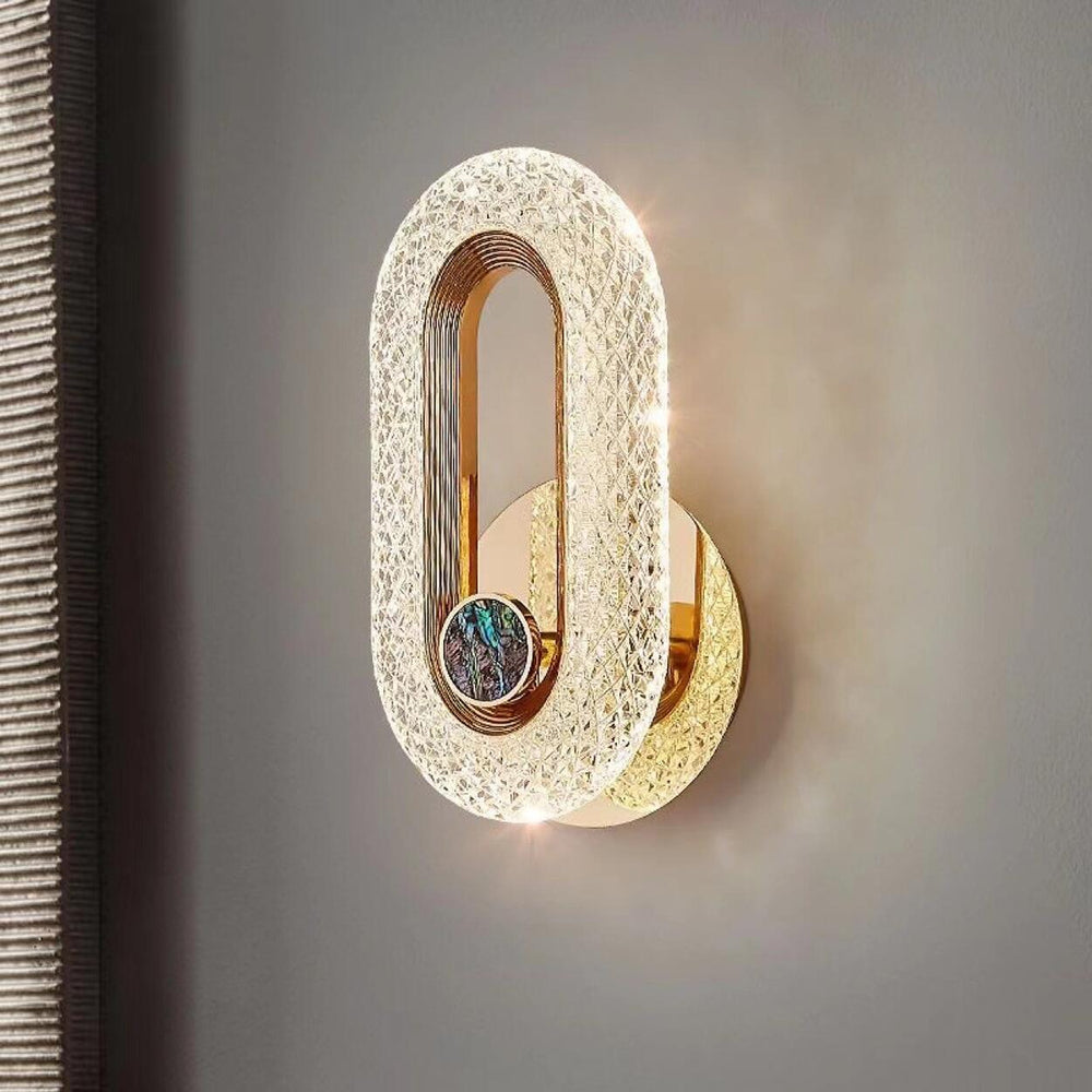 Luxury Modern Crystal Golden Oval Wall Sconce