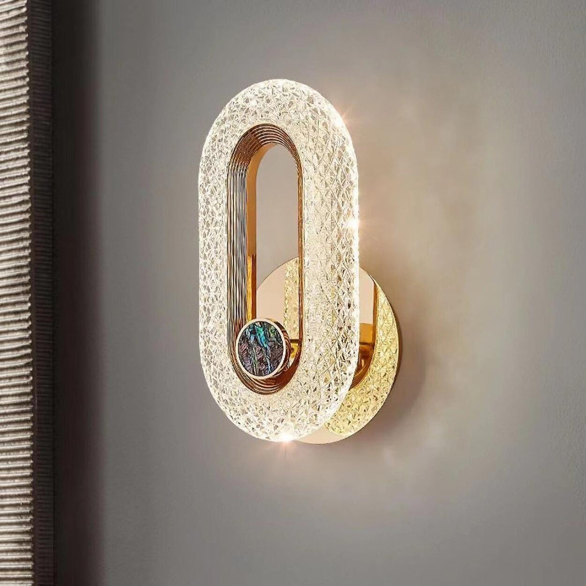 Luxury Modern Crystal Golden Oval Wall Sconce