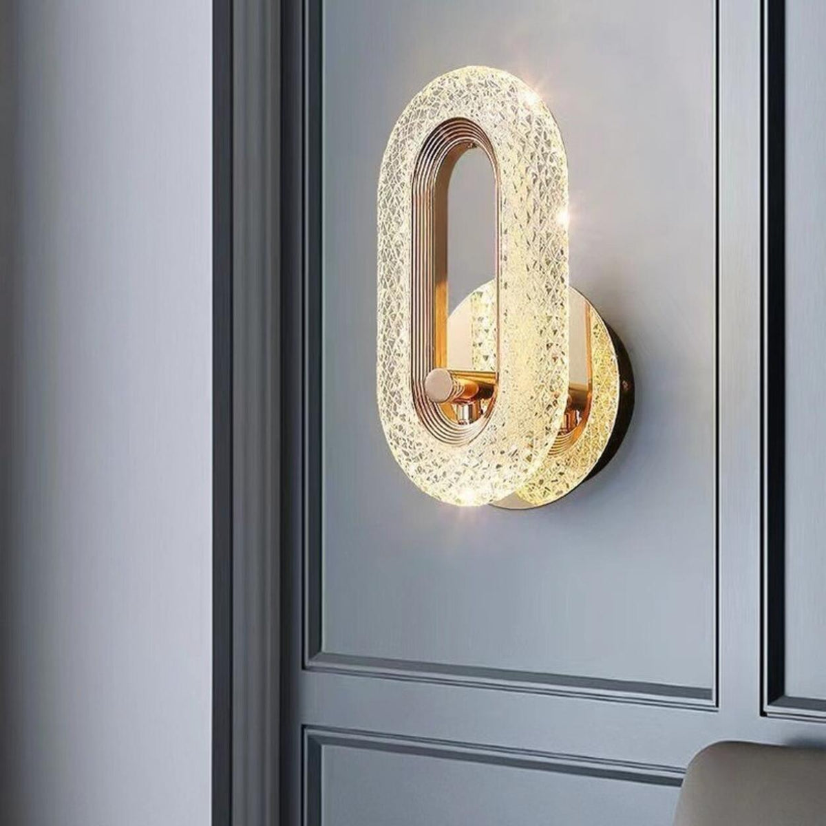 Luxury Modern Crystal Golden Oval Wall Sconce