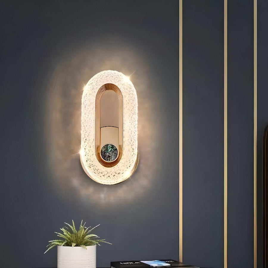 Luxury Modern Crystal Golden Oval Wall Sconce