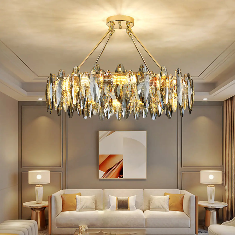 Luxury Modern Crystal Oval Round Living Room Chandelier